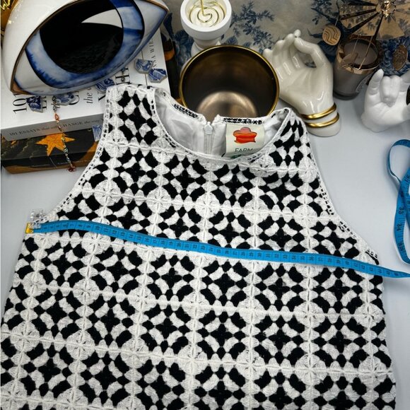 🆕 FARM Rio 🧿 NWOT Patch Crochet Black & White Monochrome Mini Dress - Size M - Picture 15 of 16